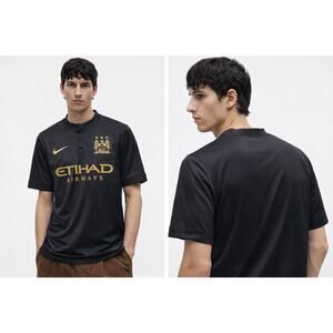Official Nike Man City 2013 Black Gold Jersey Dri Fit Size S Vintage Soccer Core